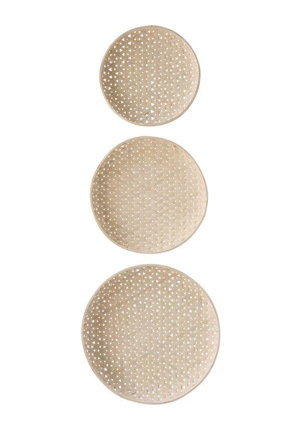 Set of 3 Round Woven Wood Baskets