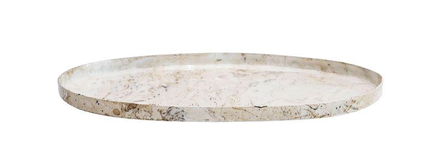 Oval Enameled Tray w/ Marble Finish