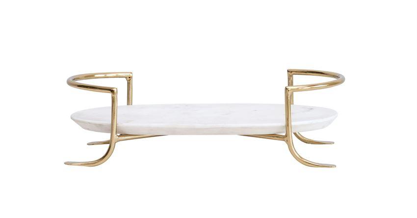 Marble Tray with Metal Brass Finish Stand