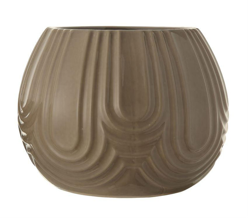 Embossed Stoneware Planter w/ Grey Crackle Finish