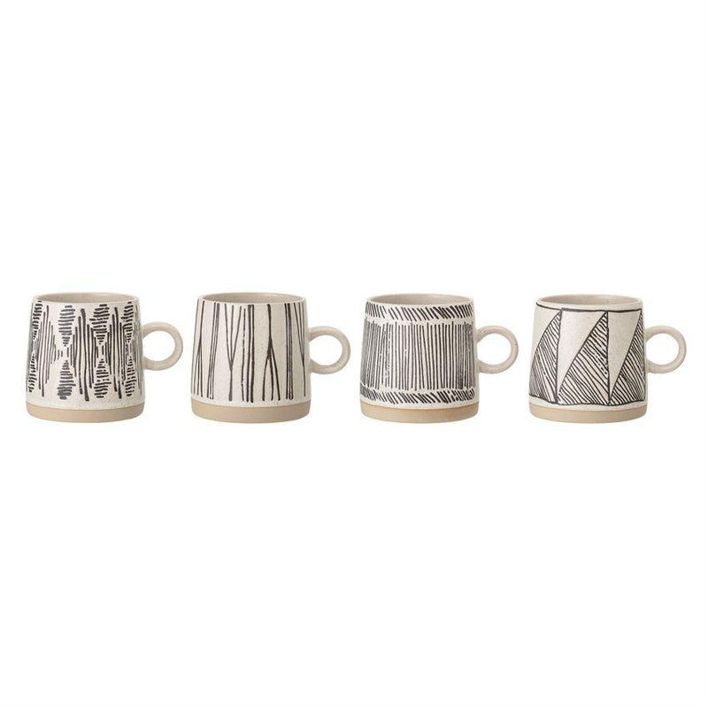 Embossed Stoneware Mug, Set of 4