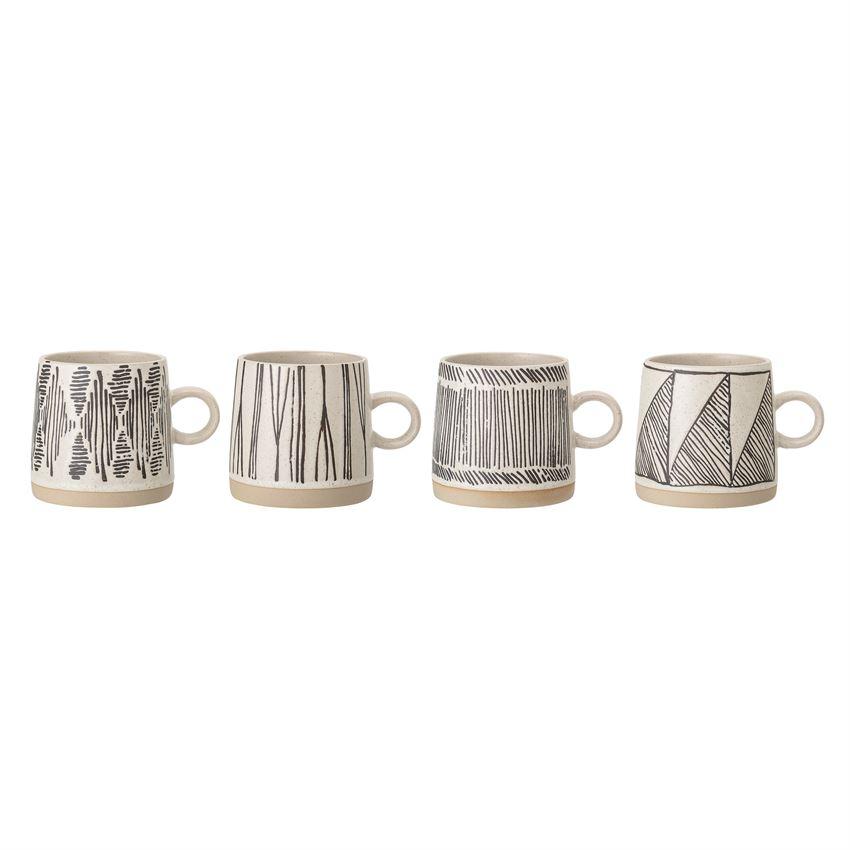 Embossed Stoneware Mug Set