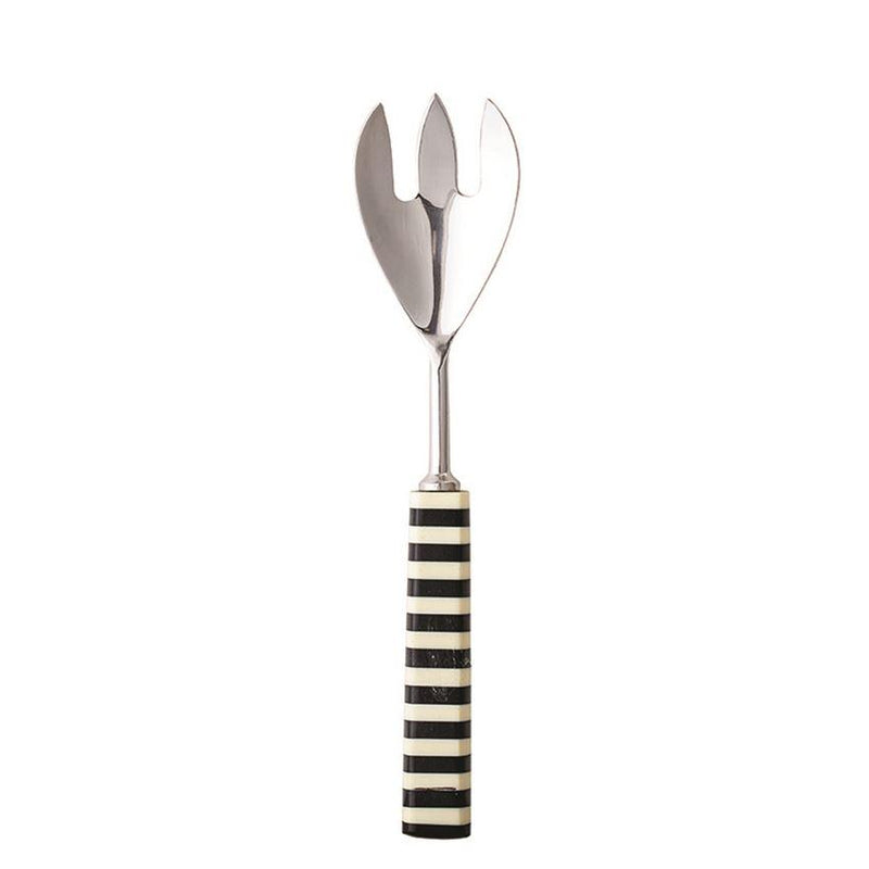 Stainless Steel & Resin Salad Servers, Black & White