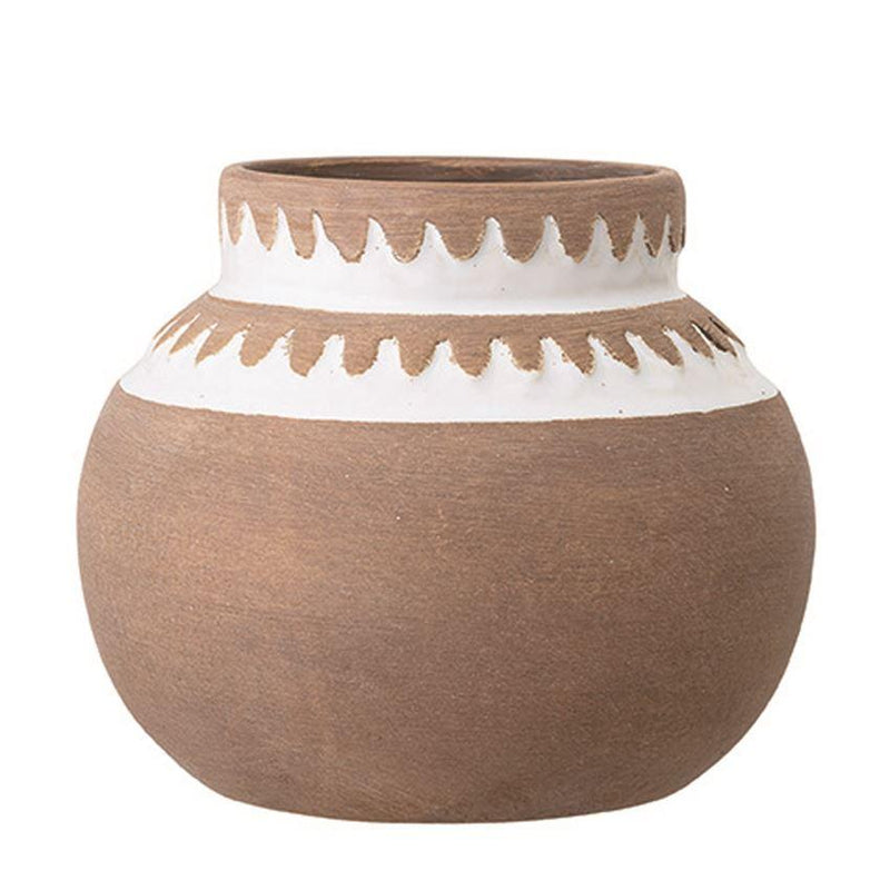 White Patterned Terracotta Pot