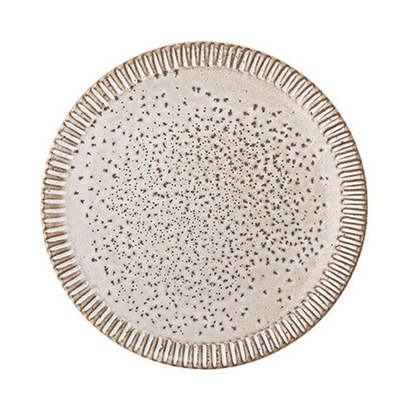 8" Reactive Glaze Round Stoneware Plate in White