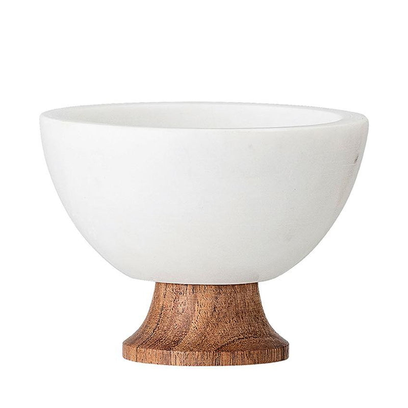 Marble Bowl With Acacia Wood Base