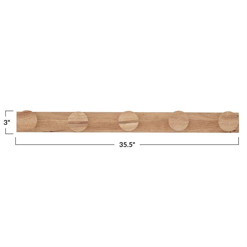 Rubberwood Wall Hook, Natural