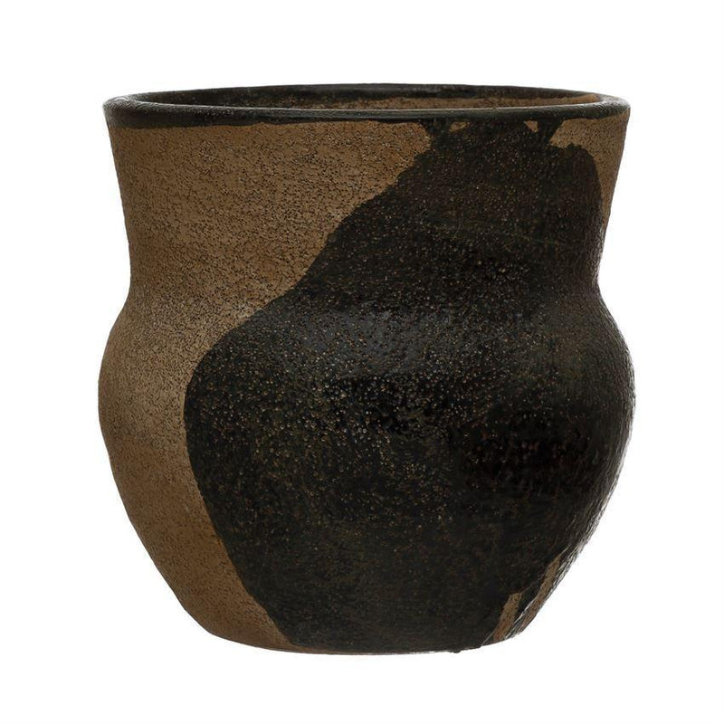 Terra-cotta Planter with Brown & Black Design