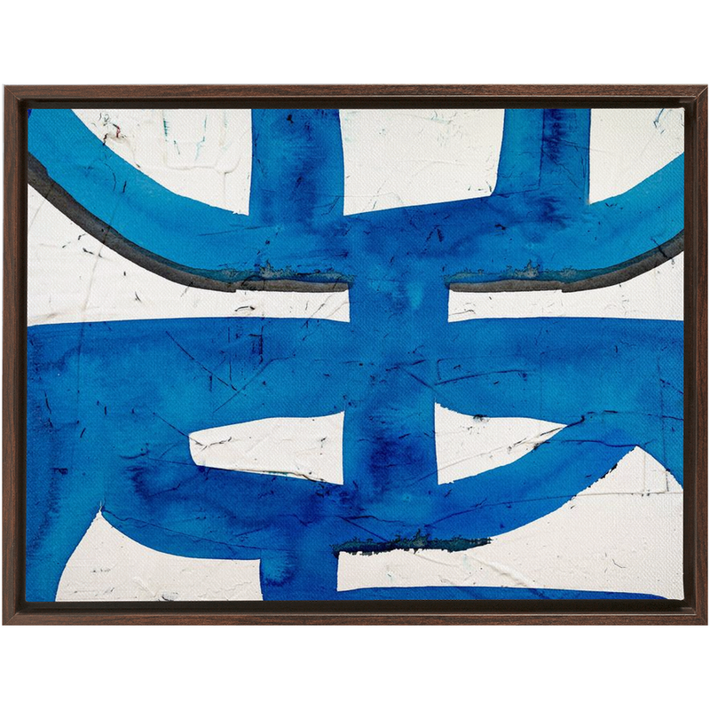 Blue Glyph Framed Canvas