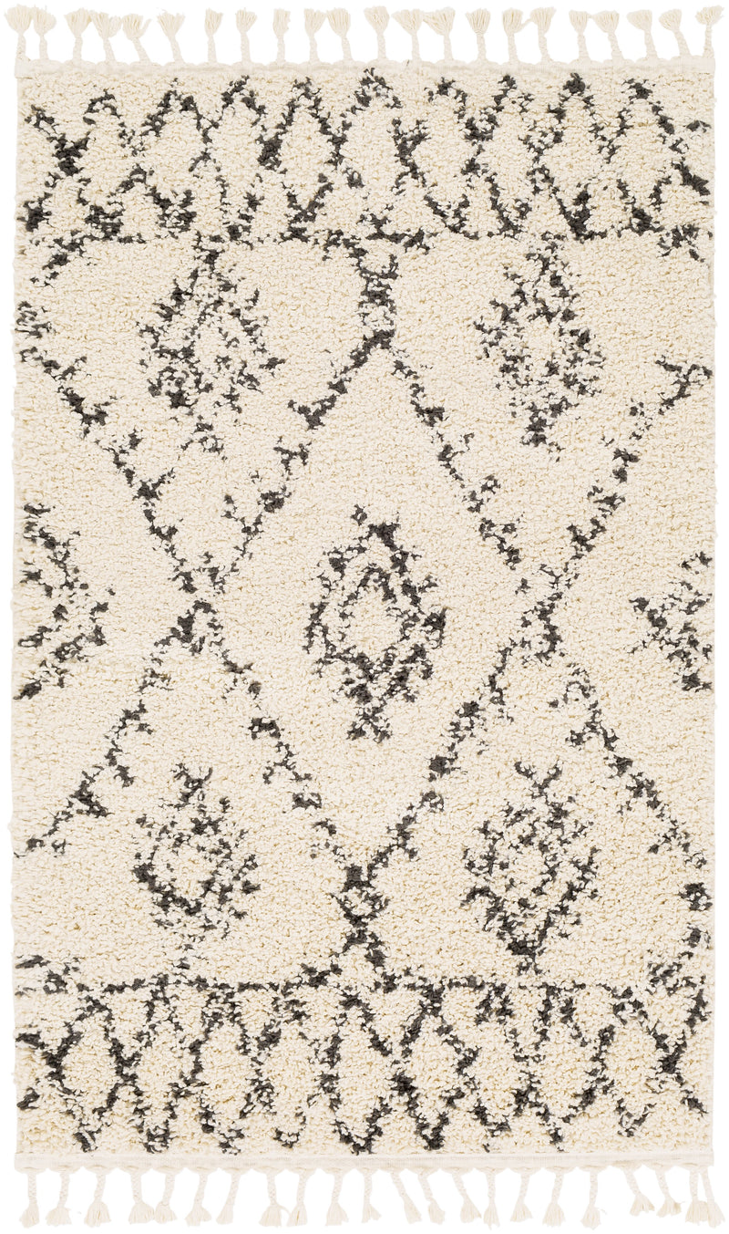 Berber Shag Rug in Charcoal & Beige