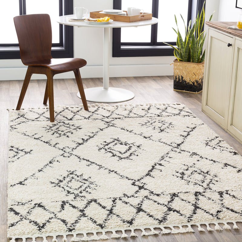 Berber Shag Rug in Charcoal & Beige