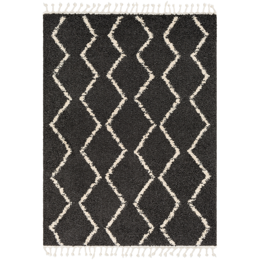 Berber Shag Rug in Charcoal & Beige