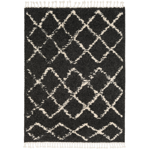 Berber Shag Rug in Charcoal & Beige