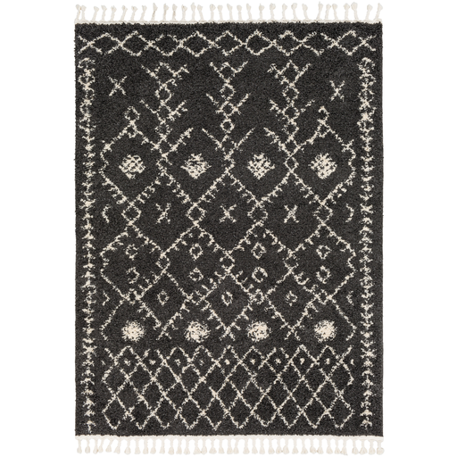 Berber Shag Rug in Charcoal & Beige