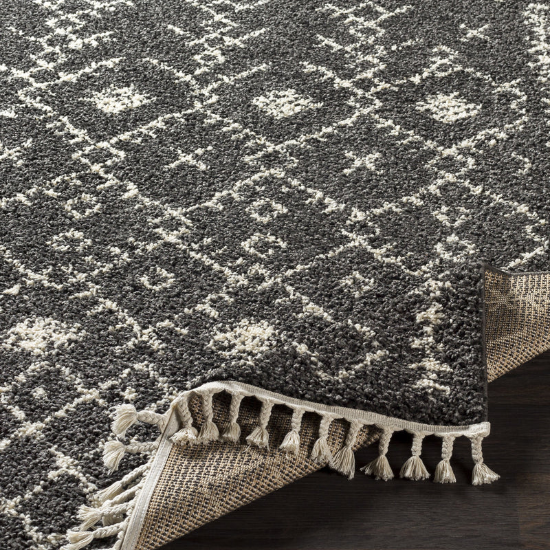 Berber Shag Rug in Charcoal & Beige