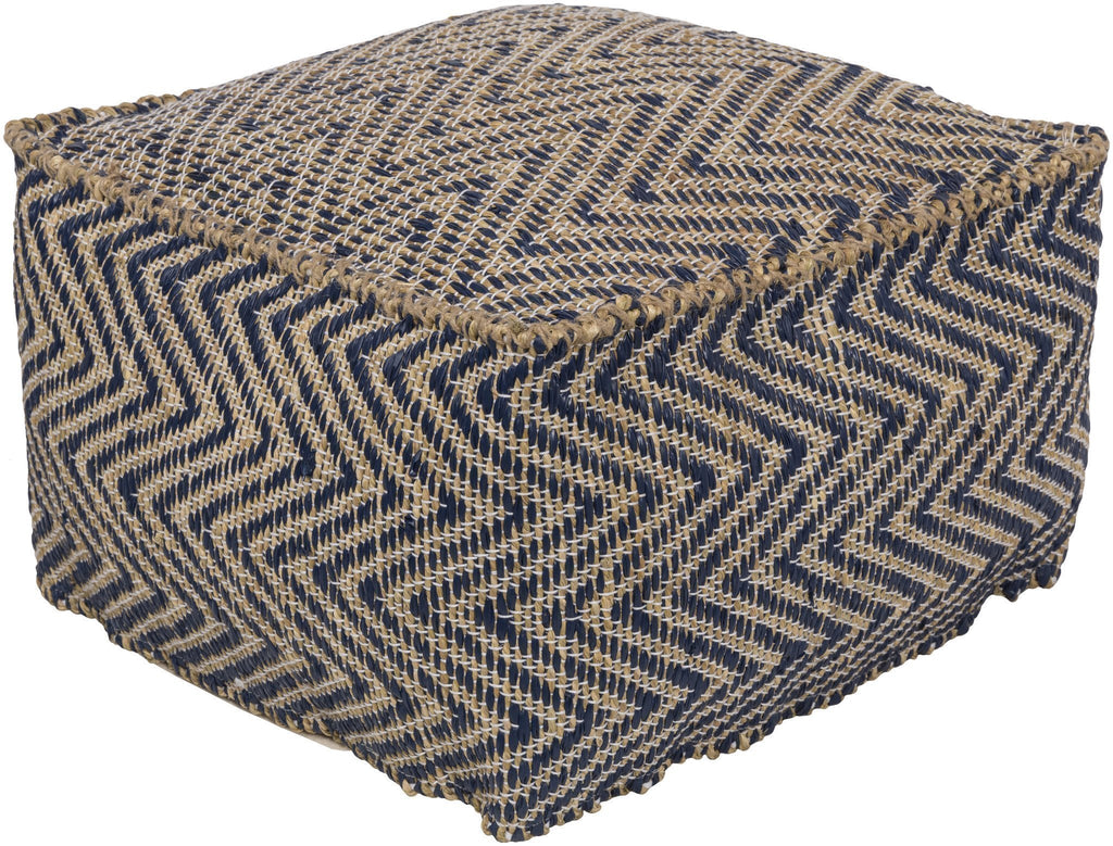 Bodega Pouf in Navy & Khaki design by Surya