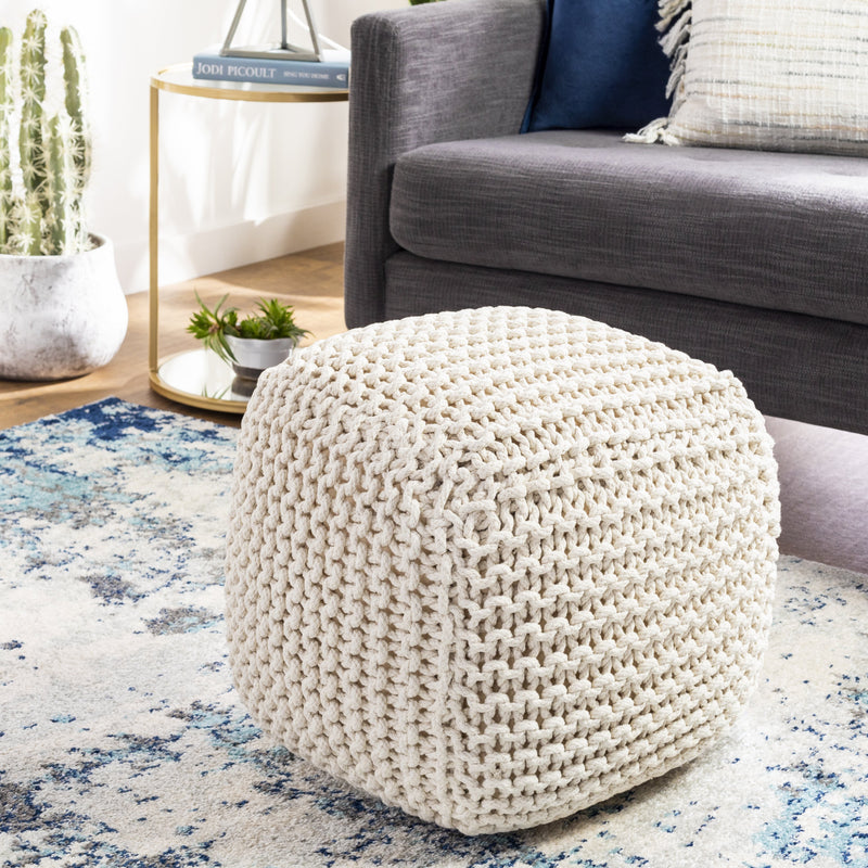 Braga Cotton pouf in Cream color