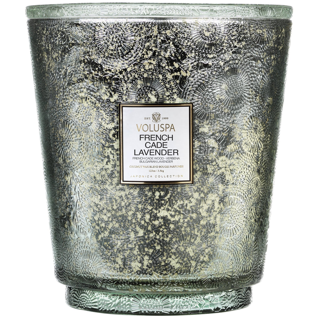 Hearth 5 Wick Glass Candle in French Cade Lavender design by Voluspa