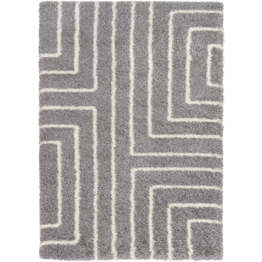 Cloudy Shag Rug in Medium Gray & Cream