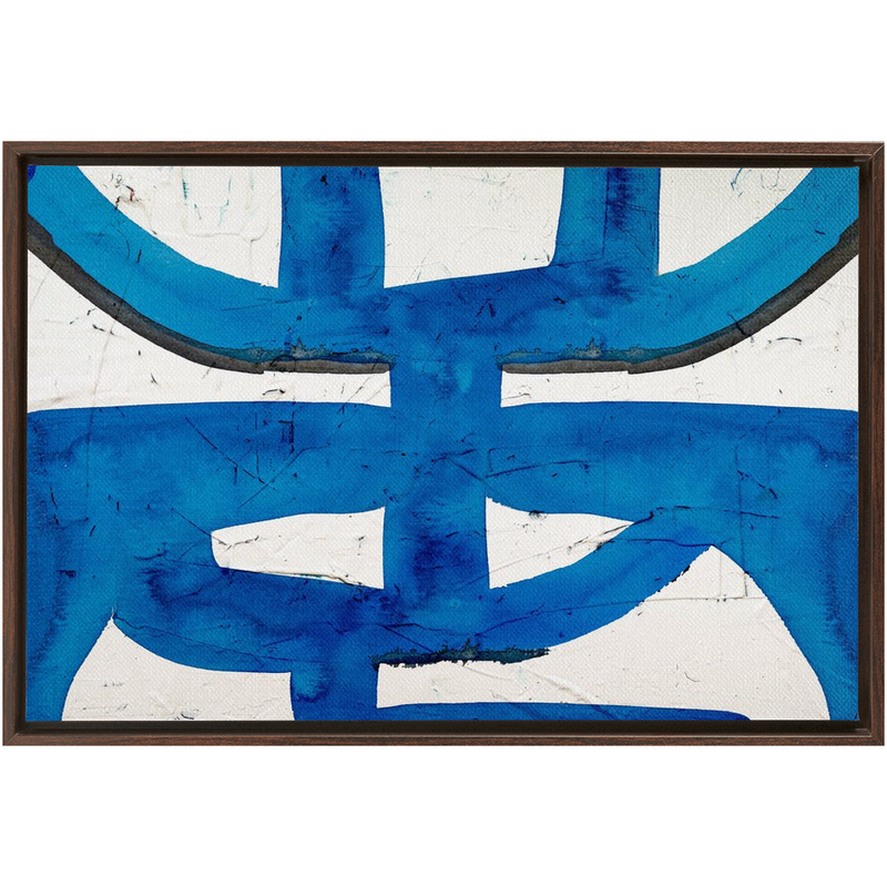 Blue Glyph Framed Canvas