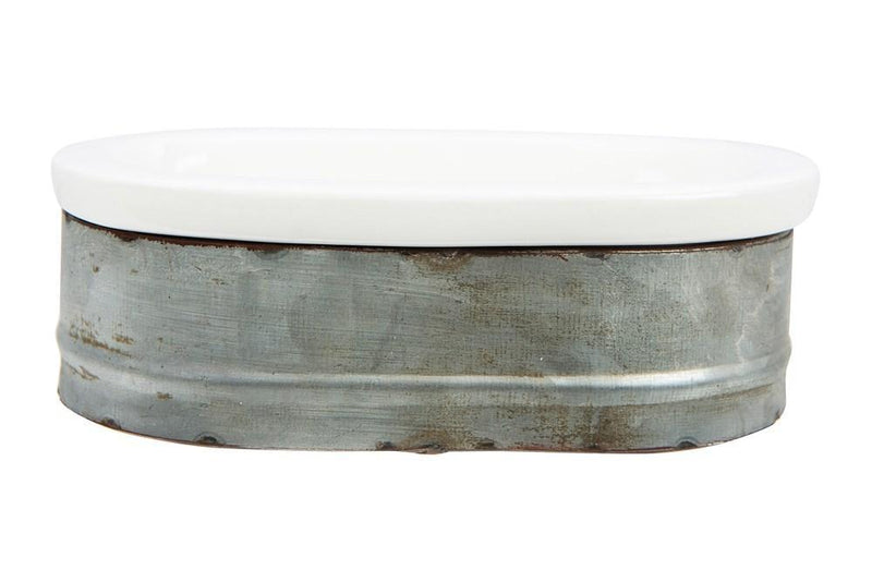 Metal & Stoneware Soap Dish