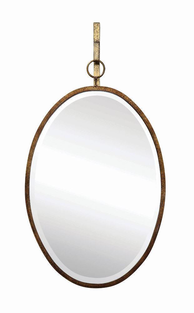 Set of 2 Framed Wall Mirrors w/ Bracket in Distressed Gold Finish design by BD Edition