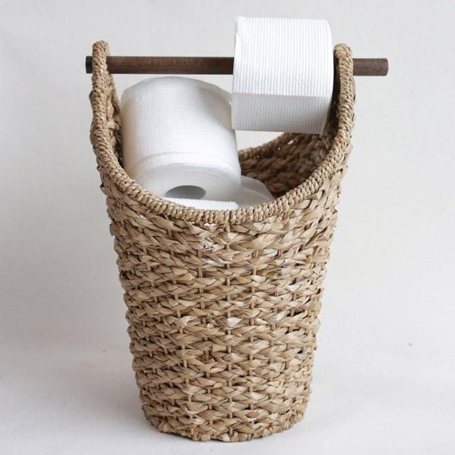 Bankun Braided Oval Tissue Basket with Wood Handle