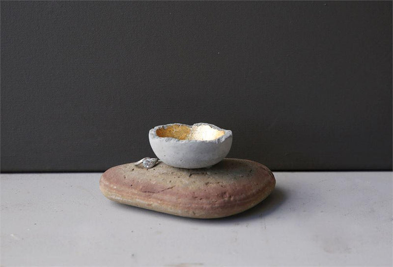 Decorative Cement Bowl w/ Gold Detail design by BD Edition