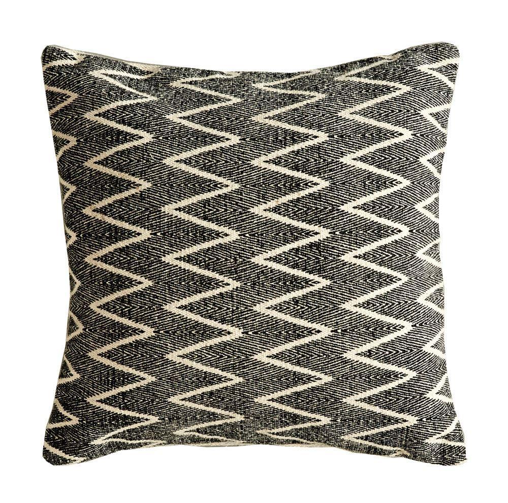 Cotton Pillow w/ Chevron Print in Natural & Black design by BD Edition