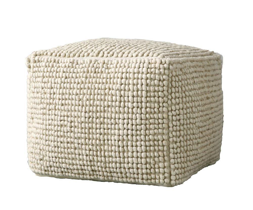 New Zealand Wool & Cotton Pouf in Natural design by BD Edition