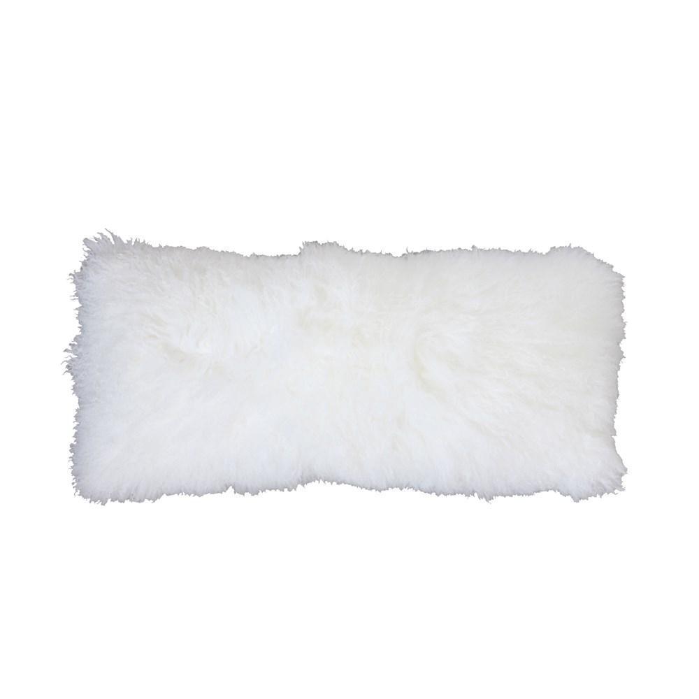 White Mongolian Lamb Fur Pillow