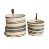 Grey Striped Jute Wall Baskets, Set of 2