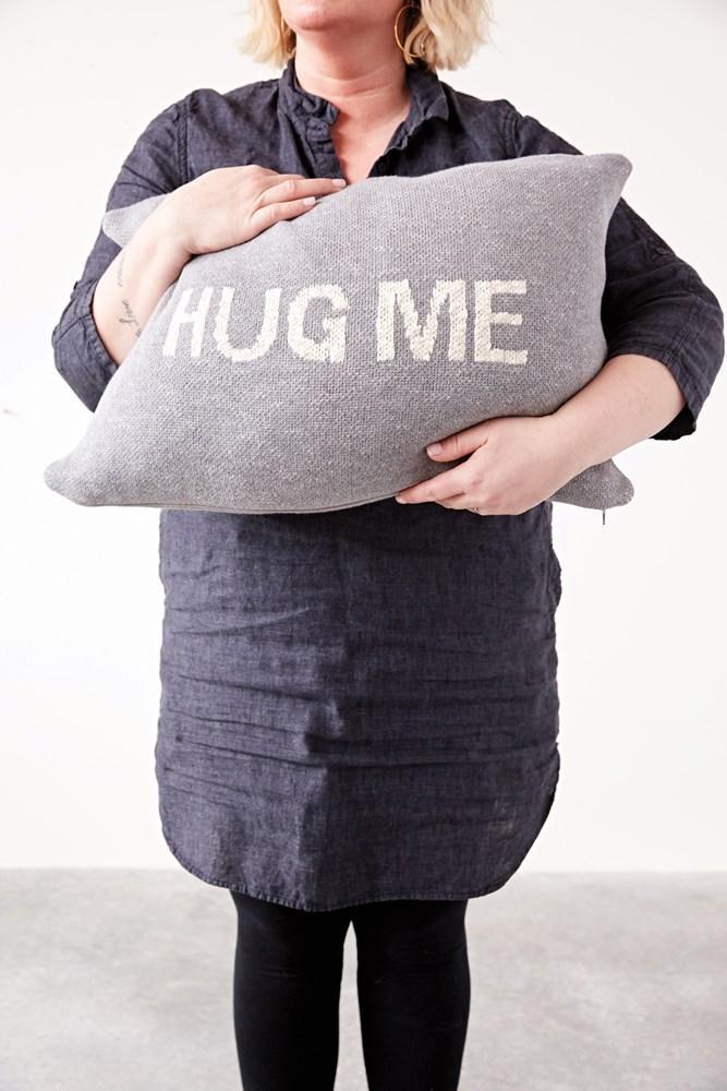 Grey Knit "Hug Me" Pillow