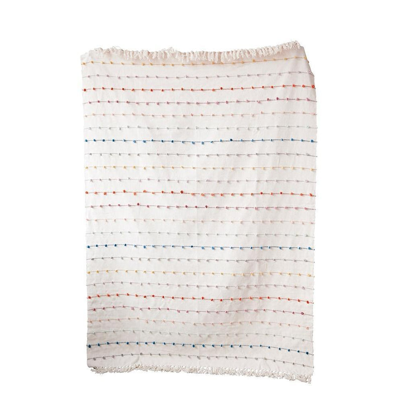 Multi-color Embroidery Loop Throw