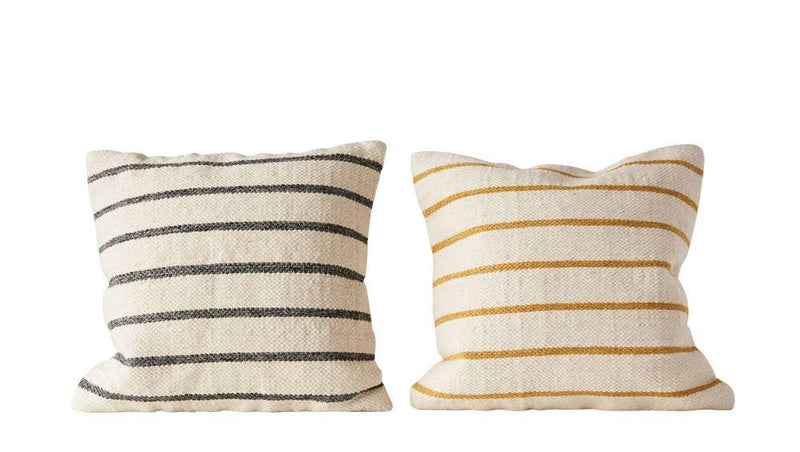 Set of 2 Wool Blend Woven Striped Pillows