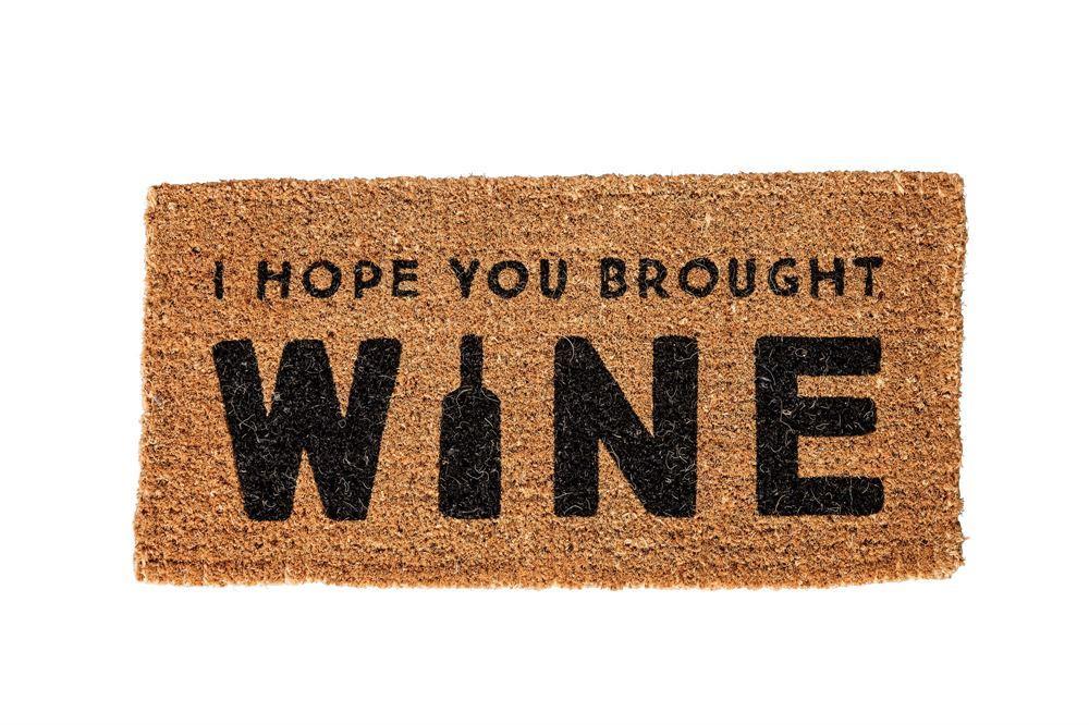 Natural Coir Doormat "I Hope You Brought Wine" design by BD Edition