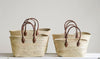 Hand-Woven Moroccan Baskets with Leather Handles set of 4