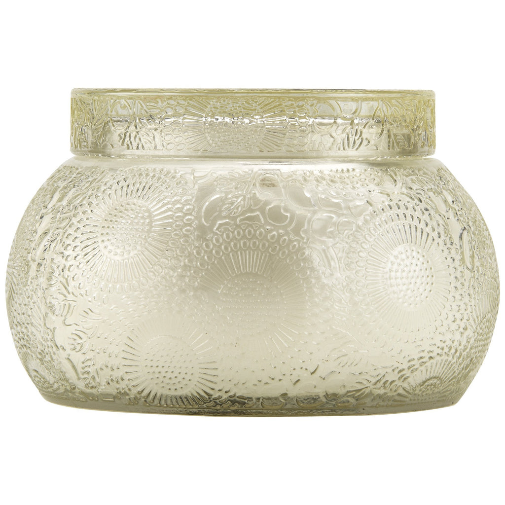 Chawan Bowl 2 Wick Embossed Glass Candle in Nissho-Soleil design by Voluspa