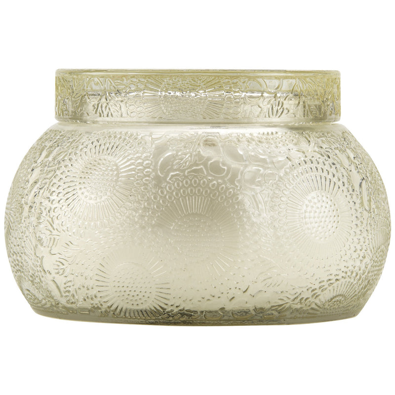 Chawan Bowl 2 Wick Embossed Glass Candle in Nissho-Soleil design by Voluspa