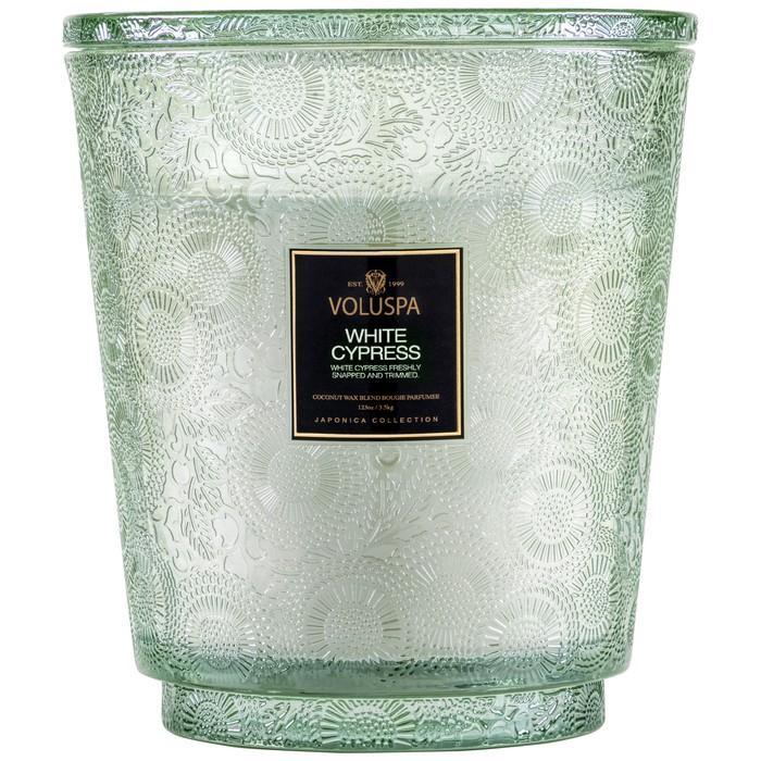 Hearth 5 Wick Glass Candle in White Cypress