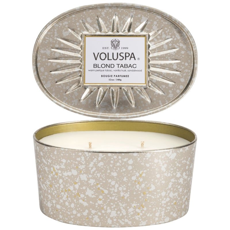 Oval Tin 2 Wick Candle in Blond Tabac design by Voluspa