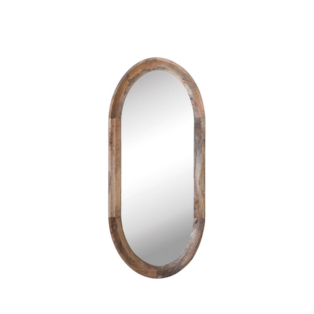 Oval Mango Wood Framed Wall Mirror