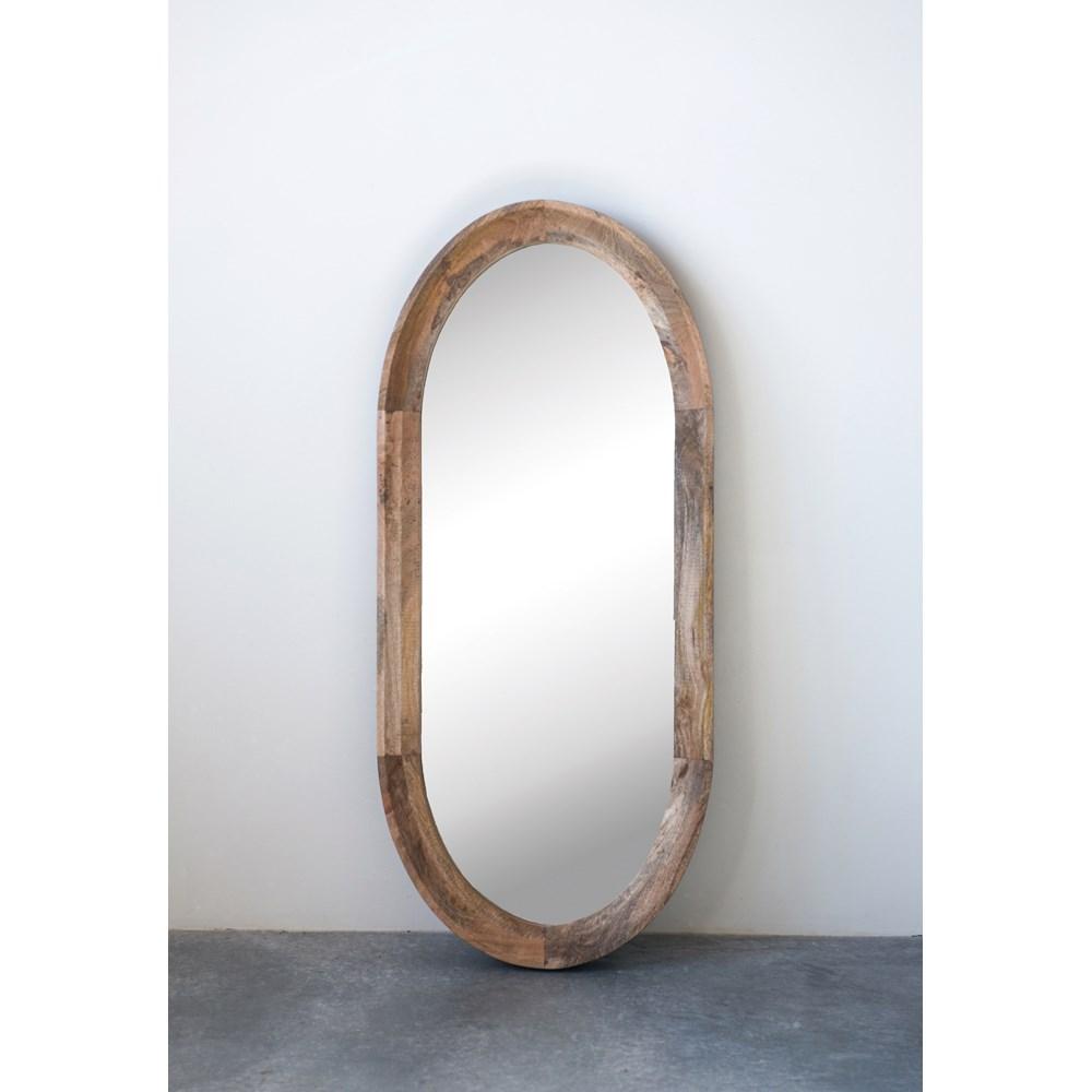 Oval Mango Wood Framed Wall Mirror