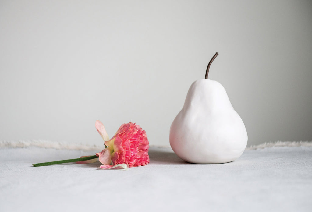 Stoneware Pear, Matte White