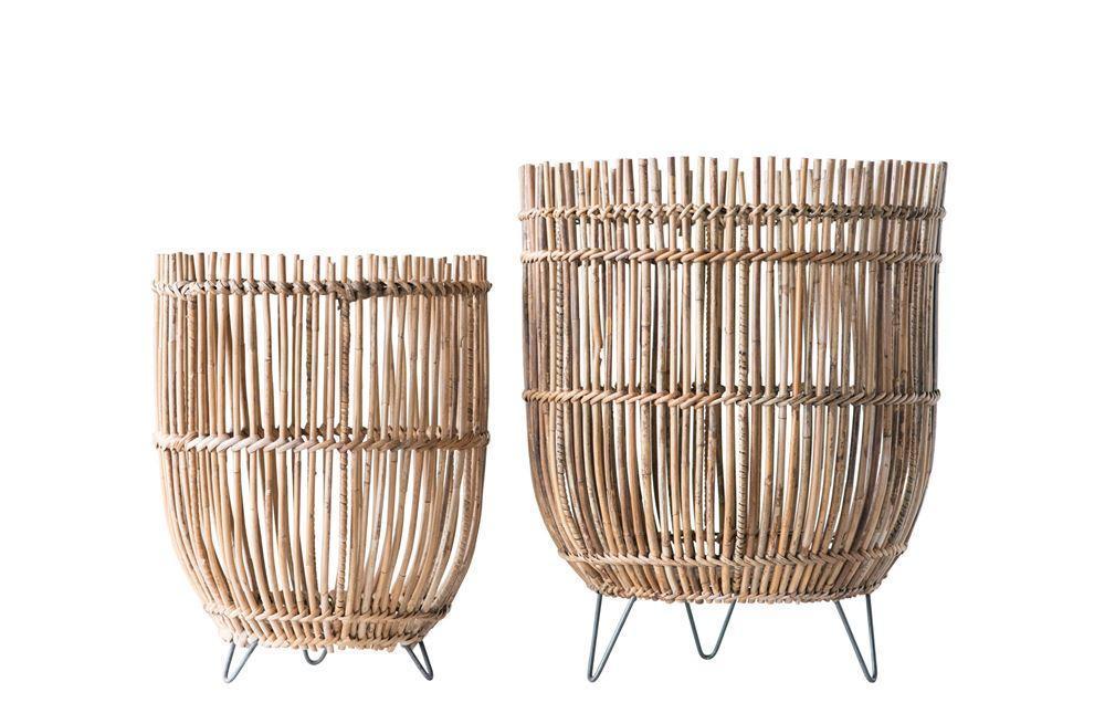 Arurog Baskets with Metal Feet, Set of 2