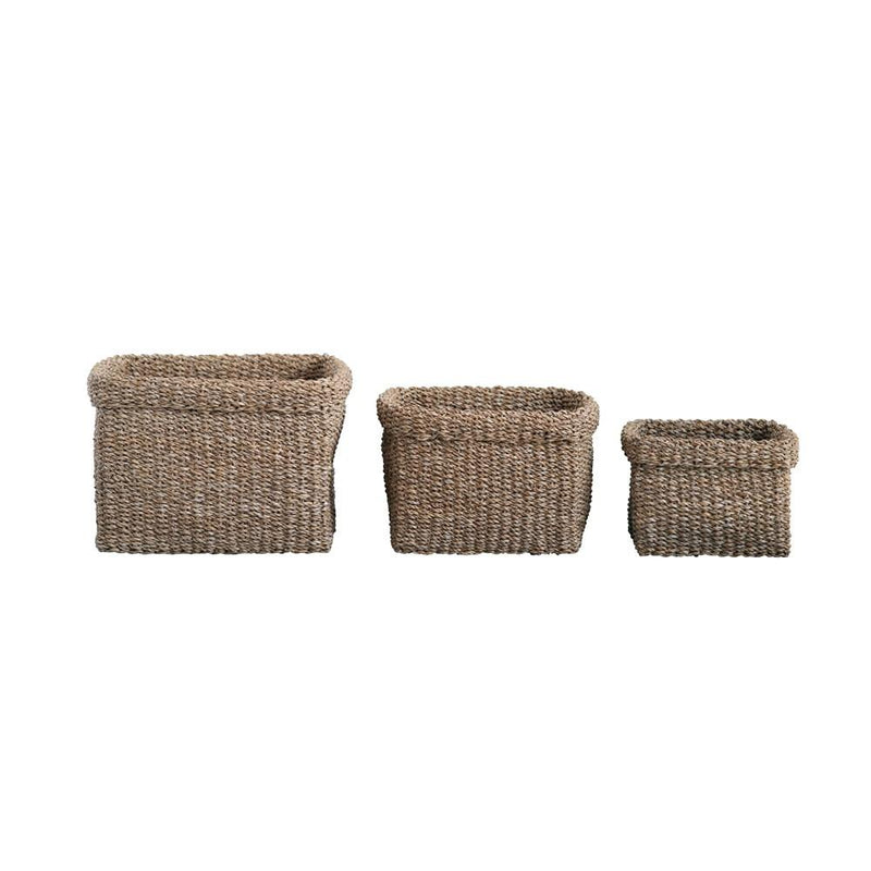 Natural Woven Seagrass Baskets - Set of 3