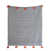 Black Striped Throw with Orange Tassels