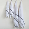 White Bath Towel with Black Stripes