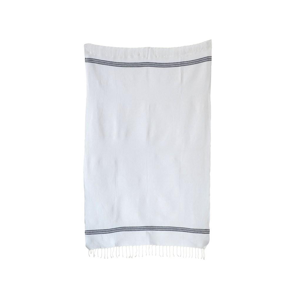 White Bath Towel with Black Stripes