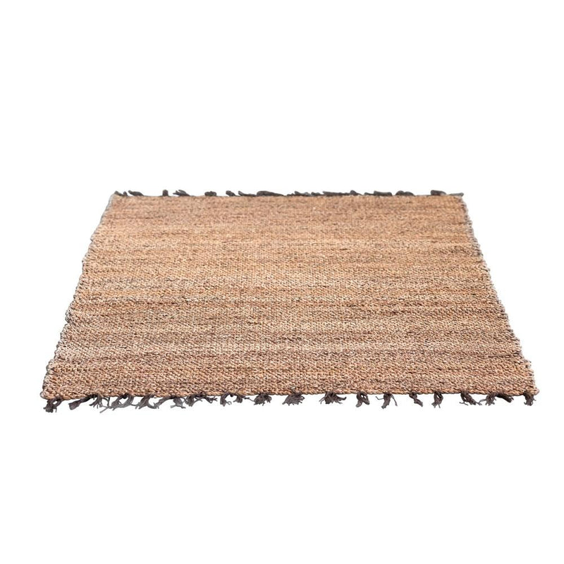 Natural Woven Water Hyacinth & Cotton Rug